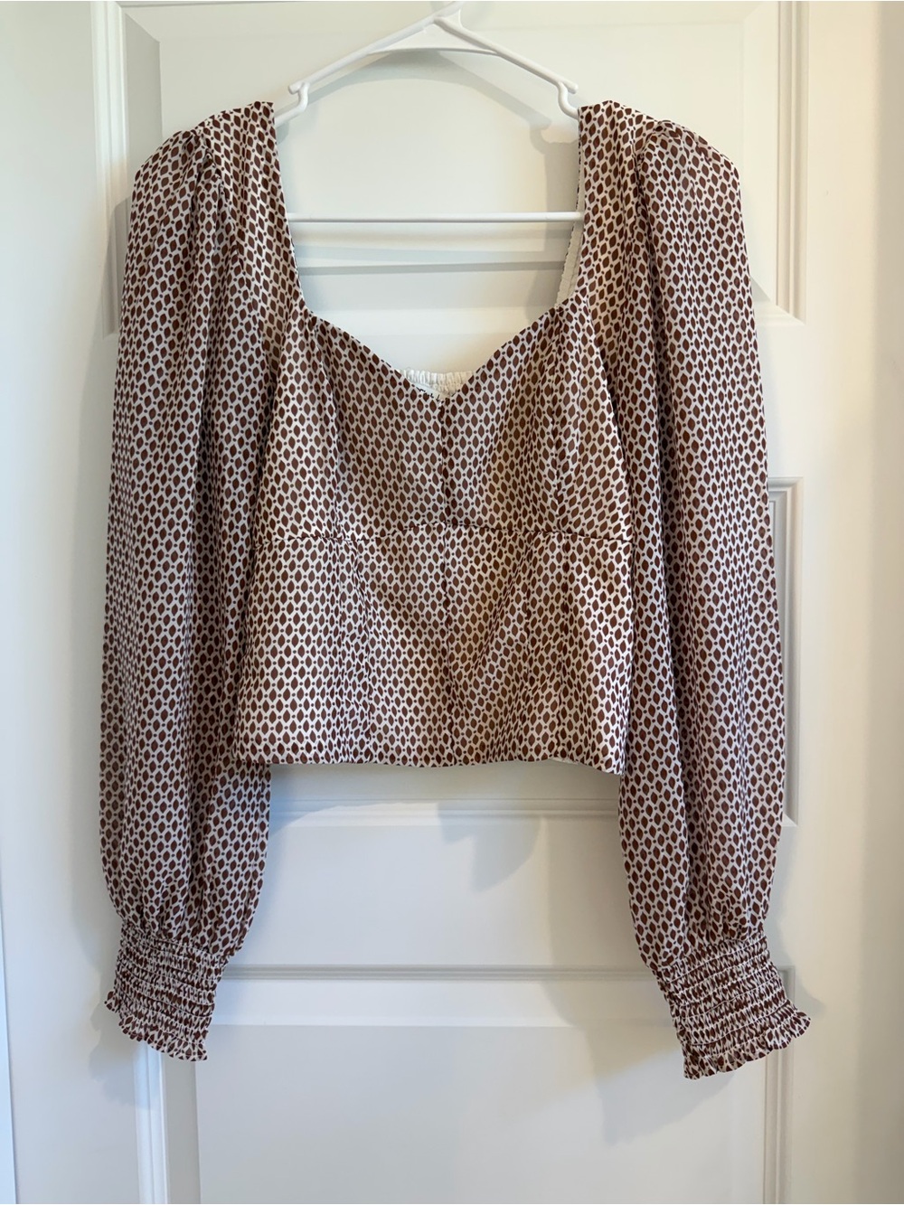 Abercrombie Peasant-Sleeve Square-Neck Cropped Blouse